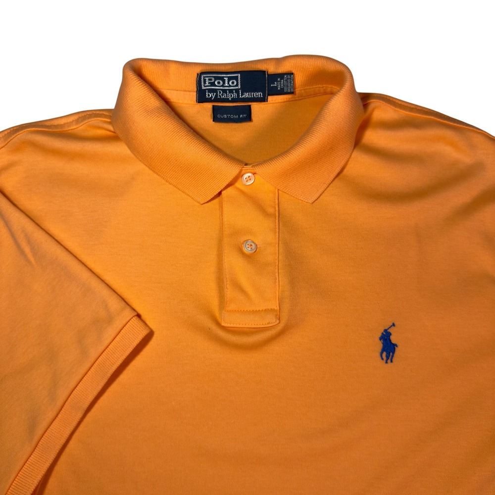 Polo Ralph Lauren Polo Shirt Mens L Orange Excellent Custom Fit Pony Logo‎